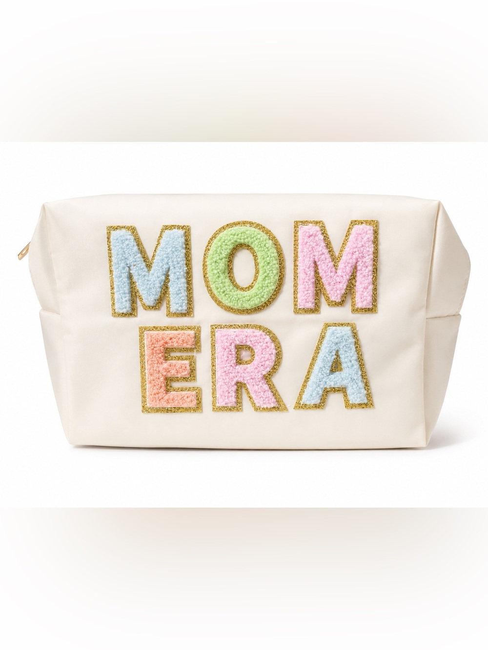 ON HOLD Embroidered “MOM ERA” Cosmetic Bag in Pastel Colors NWOT